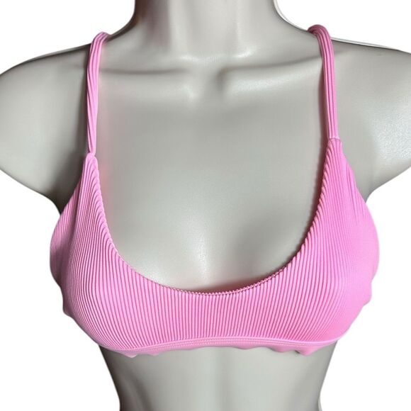 Kulani Kinis Ribbed Taffy Pink Cheeky V Style Bikini 2 Piece Set Swimsuit - Picture 3 of 10